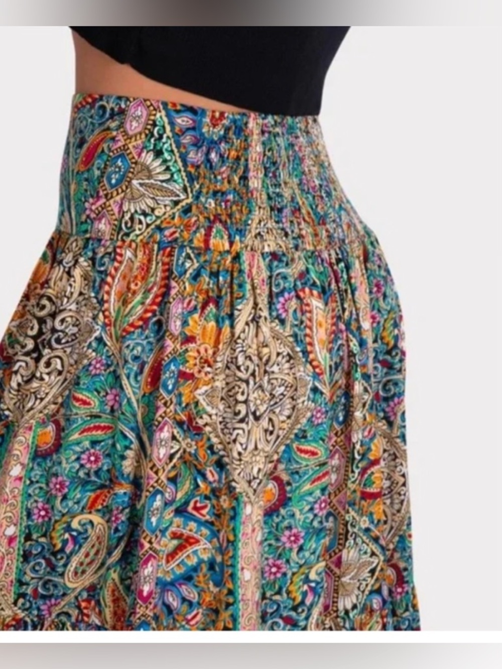 Natural Life Hanna Maxi Skirt Paisley Combo Boho Flowy Tiered Maxi Skirt Size XL - Picture 4 of 8